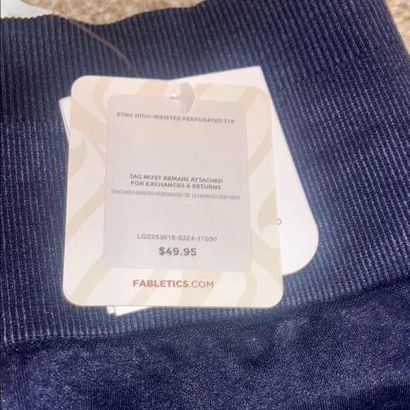 Women's Navy Fabletics Leggings Sync High-Waisted Perforated 7/8 - Picture 2 of 6